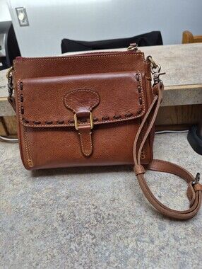 Dooney & Bourke Chestnut Brown Leather Crossbody with Tassel